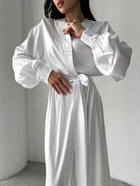 Silky Robe with Cuffs in Floor Length - Okiya Studio