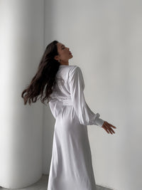 Silky Robe with Cuffs in Floor Length - Okiya Studio