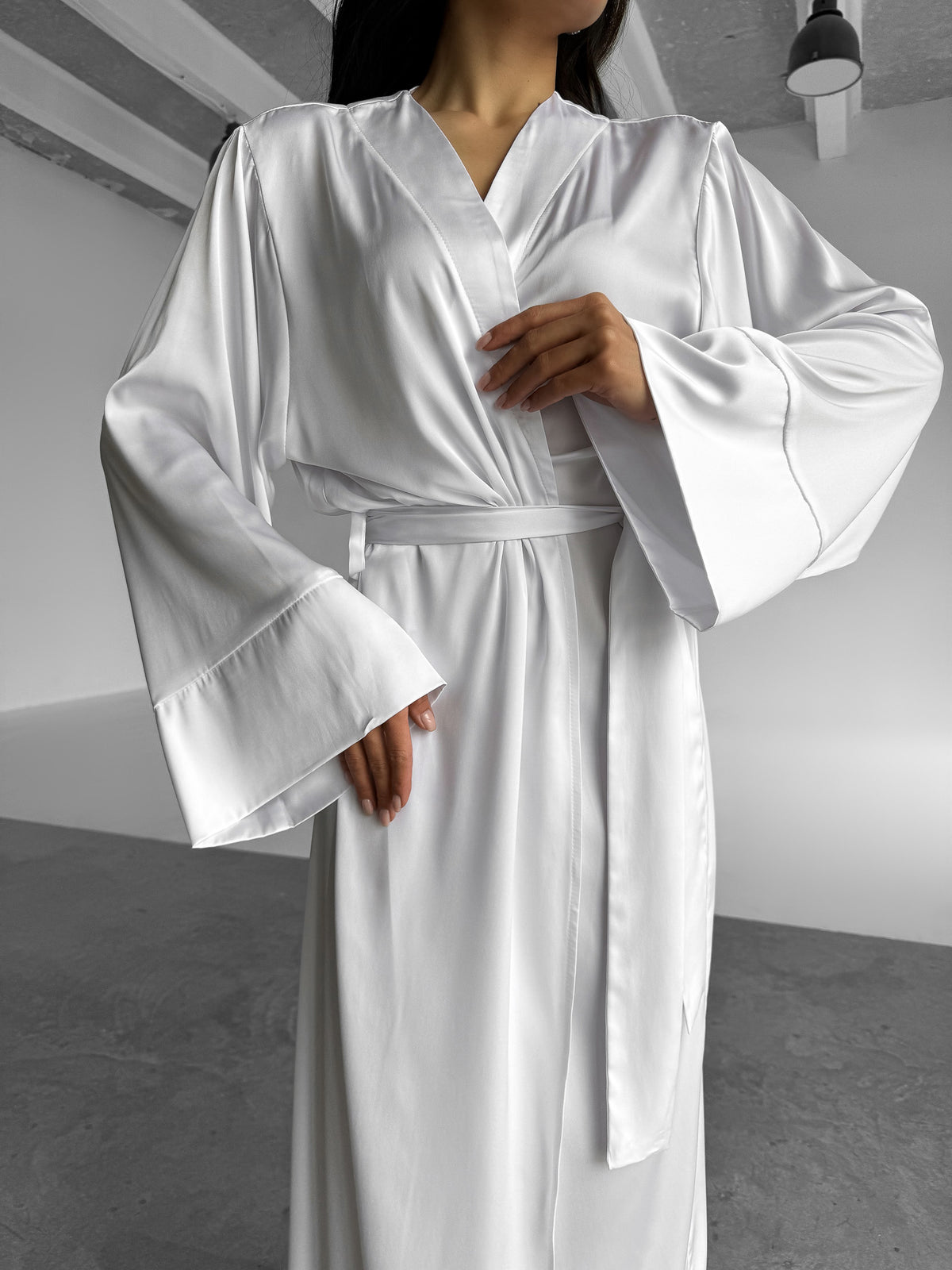 Silk Long Robe with Straight Sleeves - Okiya Studio