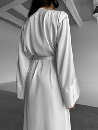 Silk Long Robe with Straight Sleeves - Okiya Studio