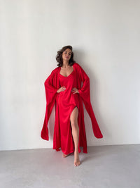 Split Side Nightgown with Lace-Nightgowns-Okiya Studio