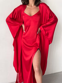 Split Side Nightgown with Lace-Nightgowns-Okiya Studio