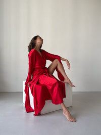 Kimono Silky Robe with Extra Long Sleeves-Robes-Okiya Studio
