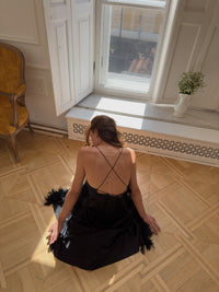 Gown with Feathers Details, Okiya studio