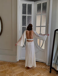 Okiya Studio Silky Long Robe with Open Back