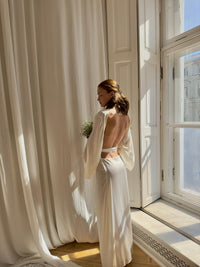 Okiya Studio Silky Long Robe with Open Back