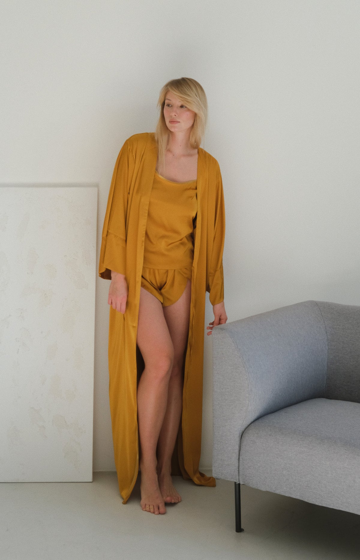 Silky Pajama Set Frill Shorts-Pajamas-Okiya Studio