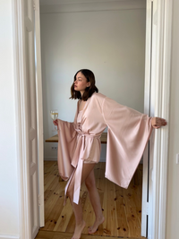 Kimono & Shorts and Cami Top silky pajama set - Okiya Studio