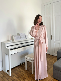 Silky Robe with Bow Cuff Ties - Okiya Studio