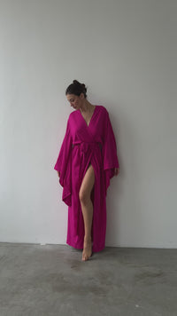 Kimono Sleeves Viscose Long Robe