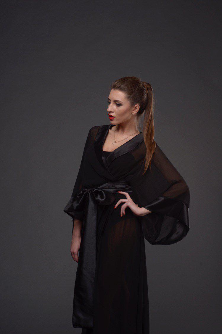 Chiffon Kimono Long Robe-Robes-Okiya Studio