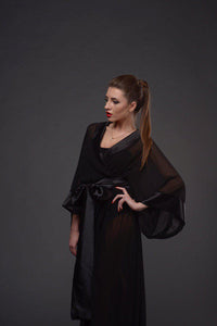 Chiffon Kimono Long Robe-Robes-Okiya Studio