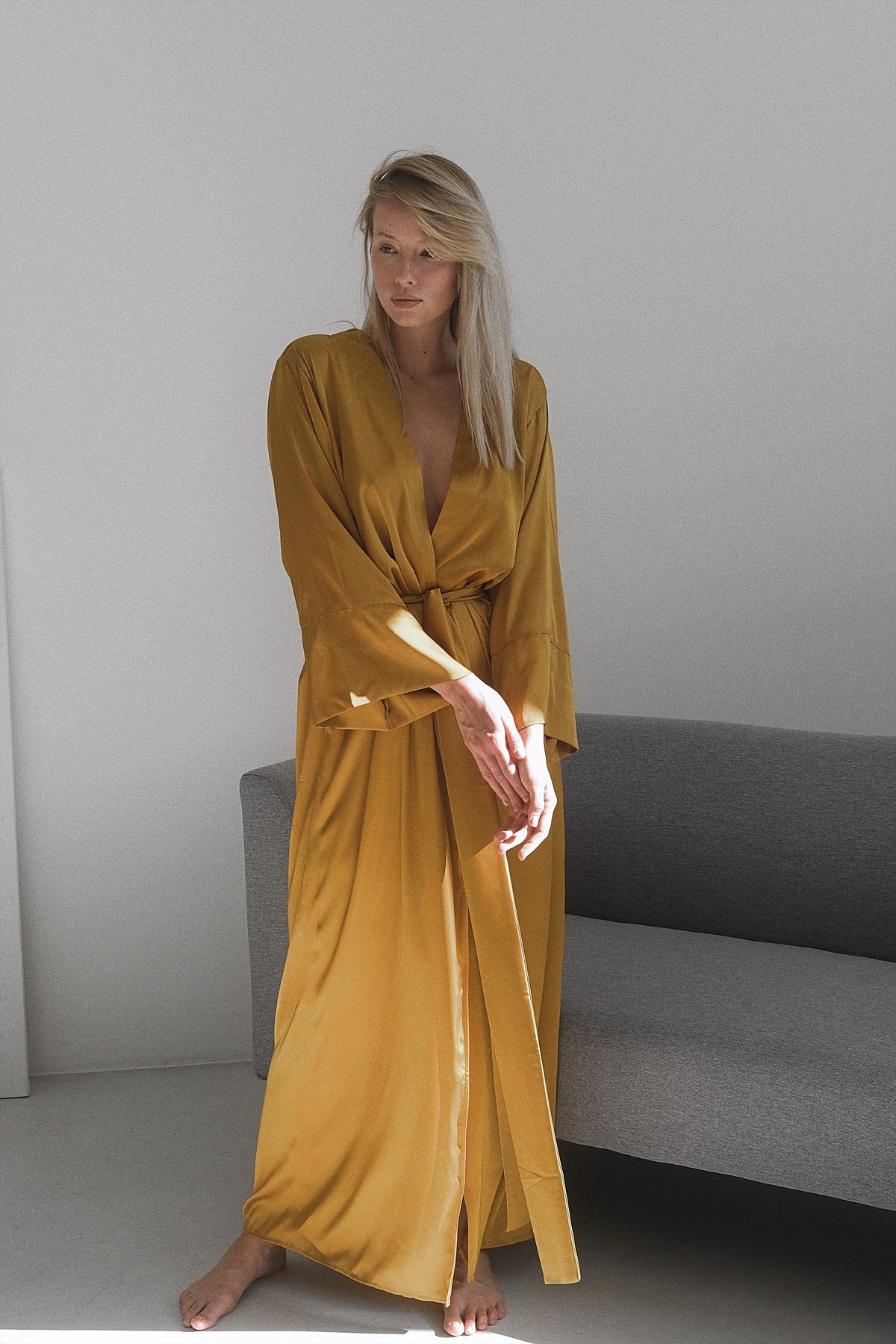 Kimono Silk Long Robe-Robes-Okiya Studio