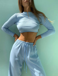 Knitted set | Pants and Longsleeves top-Pajamas-Okiya Studio