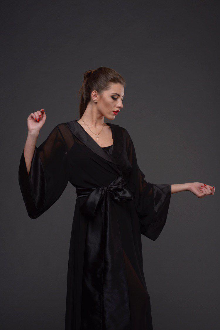 Chiffon Kimono Long Robe-Robes-Okiya Studio