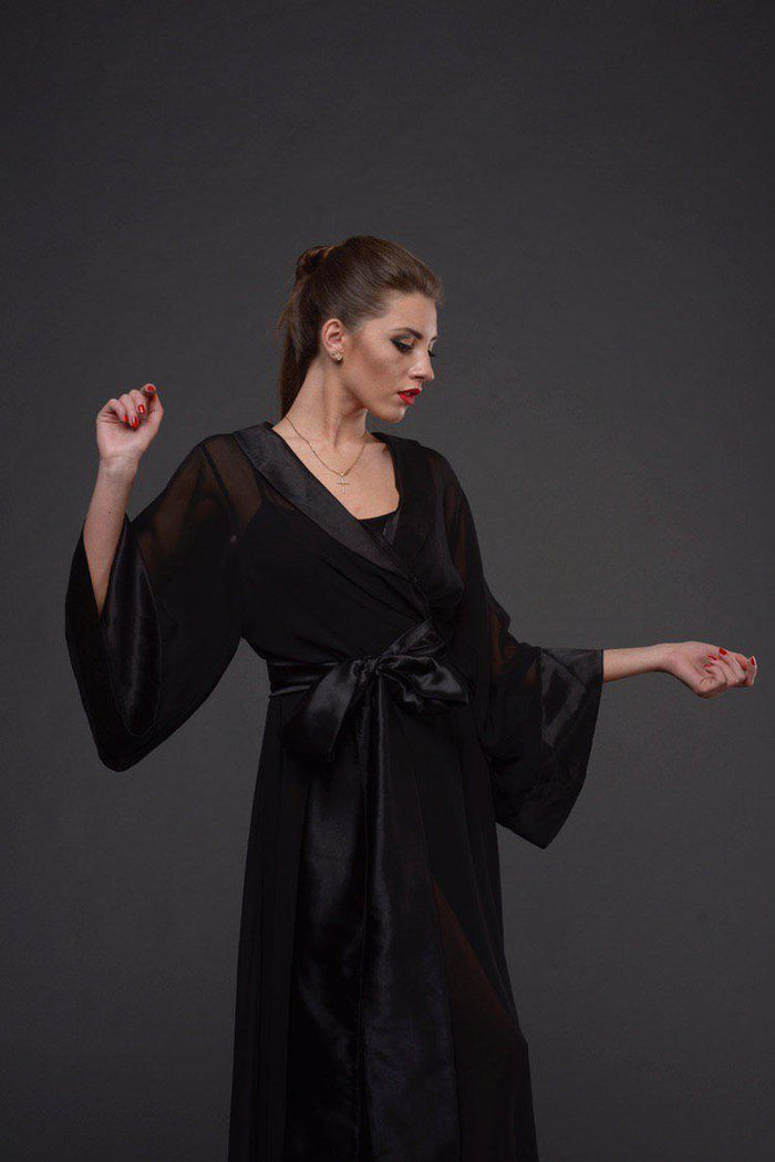 Chiffon Kimono Long Robe-Robes-Okiya Studio