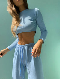 Knitted set | Pants and Longsleeves top-Pajamas-Okiya Studio