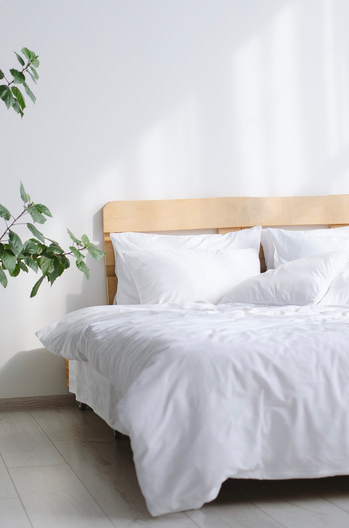 Full 4-pieces White Bed Linen Cotton Set-Bedding-Okiya Studio