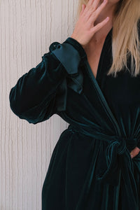 Velour Long Robe with Satin Ties-Robes-Okiya Studio