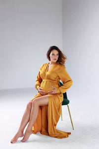 Silk Long Robe in Maternity Size-Robes-Okiya Studio