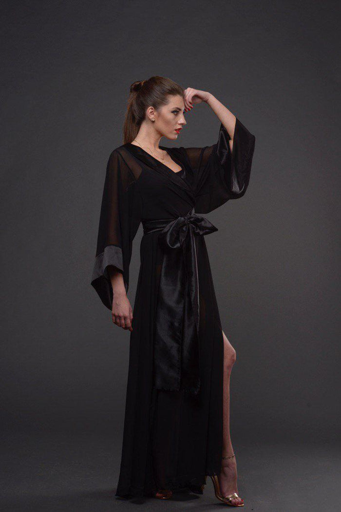 Chiffon Kimono Long Robe-Robes-Okiya Studio