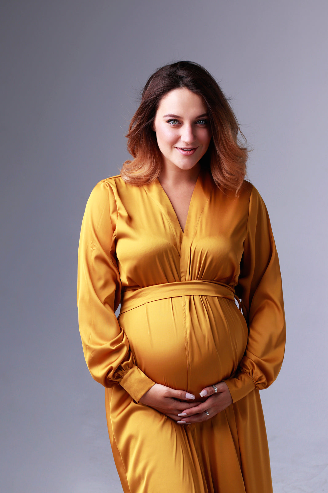 Silk Long Robe in Maternity Size-Robes-Okiya Studio