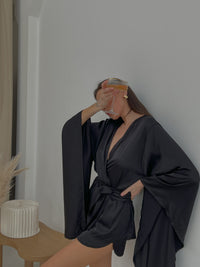 Kimono & Shorts silky pajama set. Pajamas from Okiya Studio