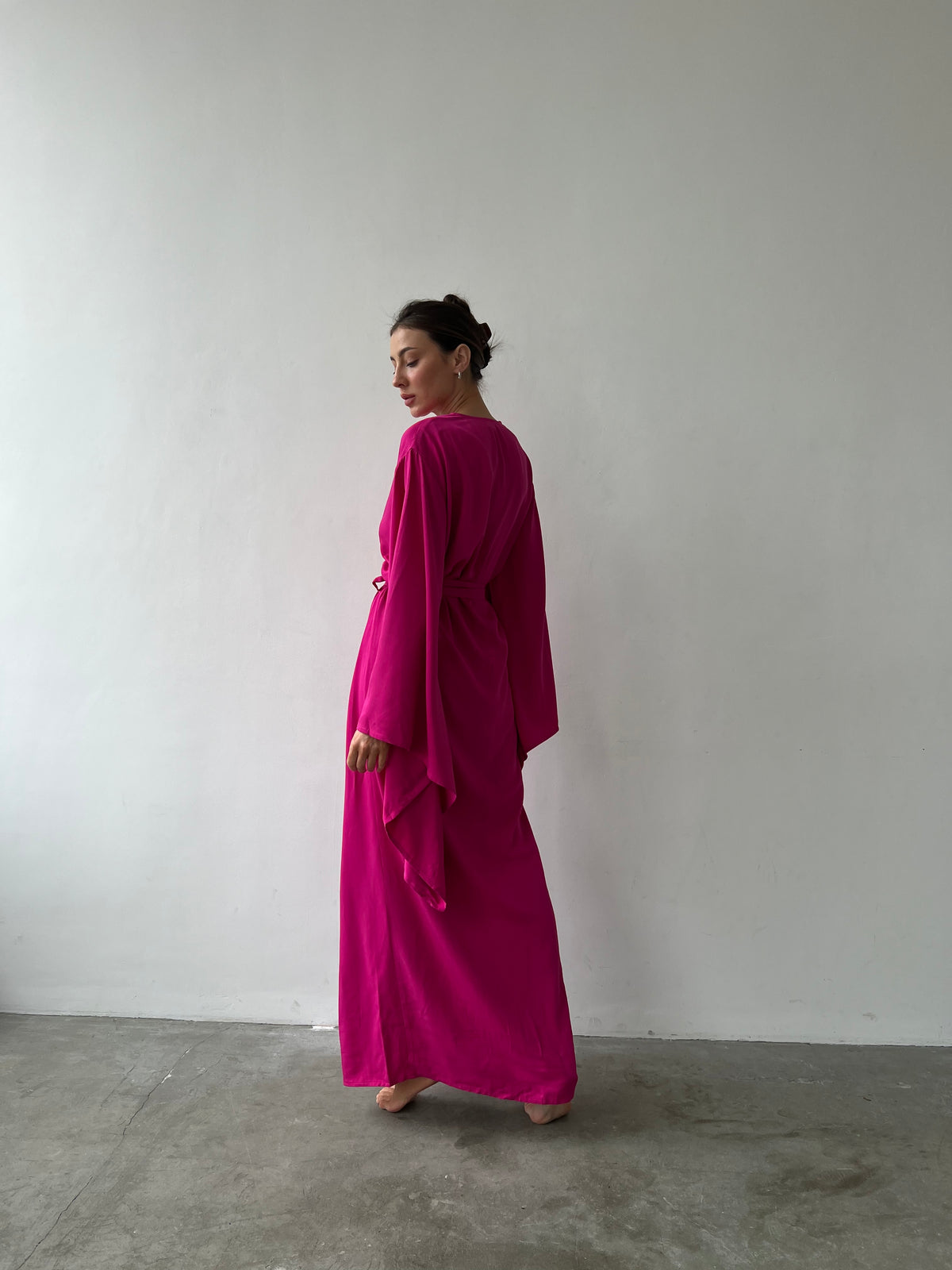 Kimono Sleeves Viscose Long Robe-Robes-Okiya Studio