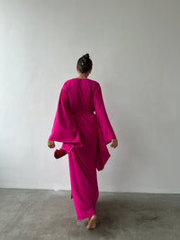 Kimono Sleeves Viscose Long Robe-Robes-Okiya Studio