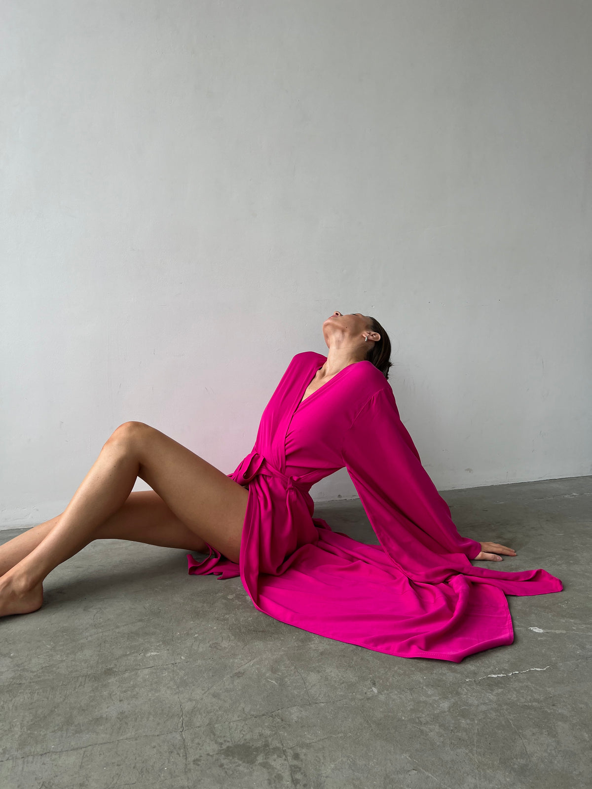 Kimono Sleeves Viscose Long Robe-Robes-Okiya Studio