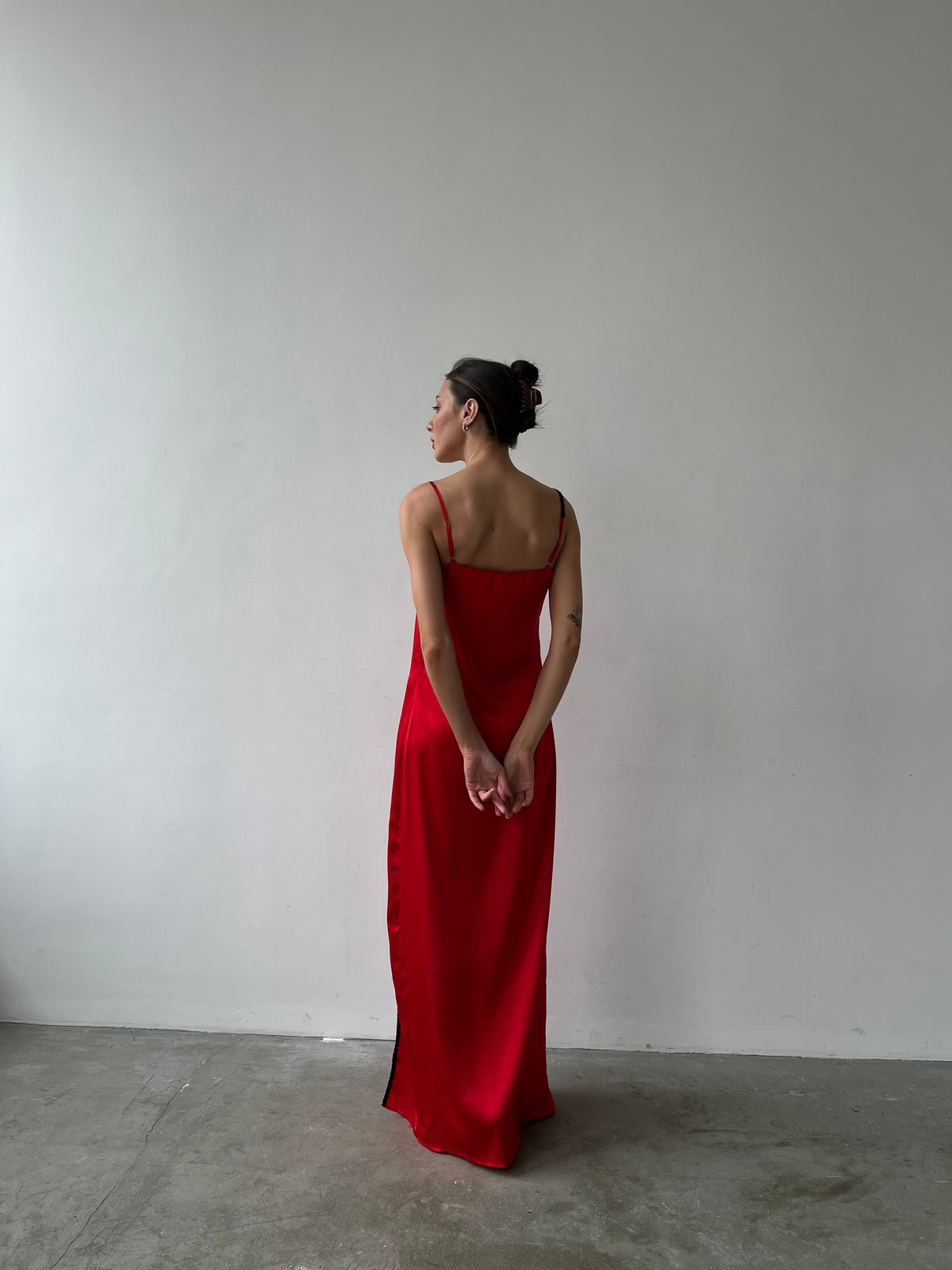 Split Side Nightgown with Lace-Nightgowns-Okiya Studio