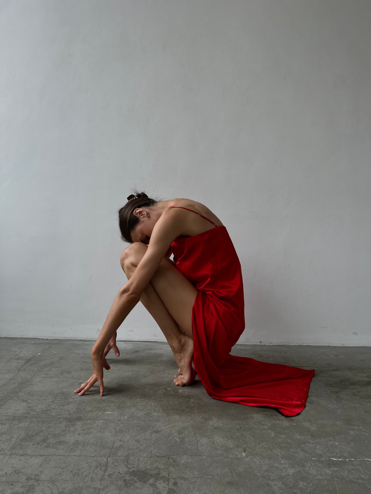 Split Side Nightgown with Lace-Nightgowns-Okiya Studio