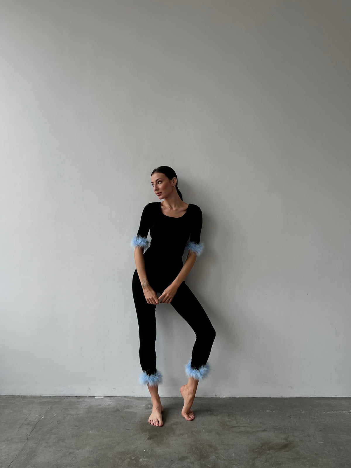 Cozy Pajama Suit with Feathers-Pajamas-Okiya Studio