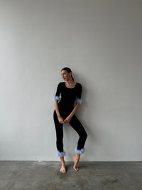 Cozy Pajama Suit with Feathers-Pajamas-Okiya Studio