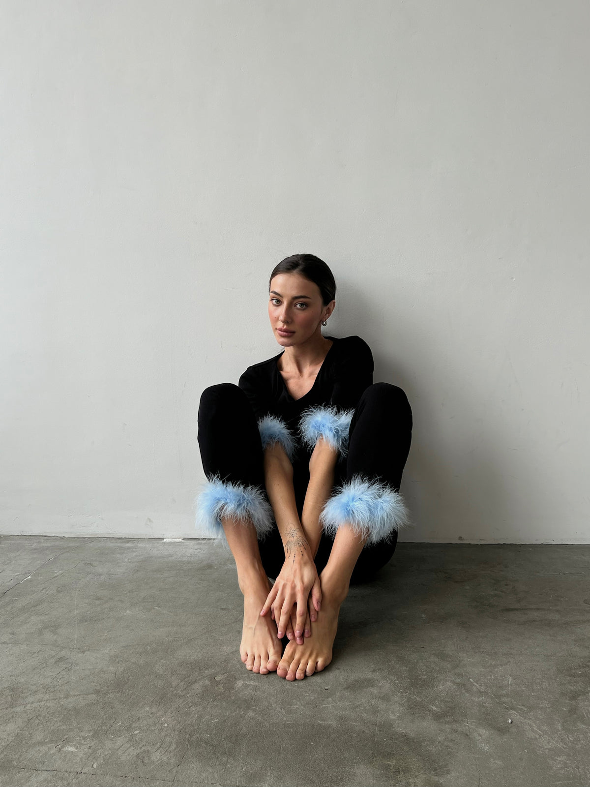 Cozy Pajama Suit with Feathers-Pajamas-Okiya Studio