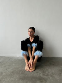 Cozy Pajama Suit with Feathers-Pajamas-Okiya Studio