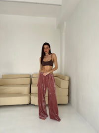 Velour straight leg pants-Pajamas-Okiya Studio