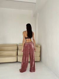 Velour straight leg pants-Pajamas-Okiya Studio