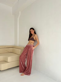 Velour straight leg pants-Pajamas-Okiya Studio