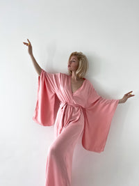 Kimono Sleeves Viscose Long Robe-Robes-Okiya Studio