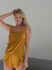 Silky Pajama Set Frill Shorts-Pajamas-Okiya Studio