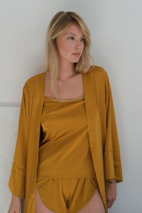 Silky Pajama Set Frill Shorts-Pajamas-Okiya Studio