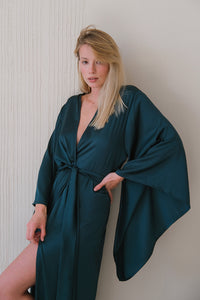 Kimono Sleeves Silk Long Robe-Robes-Okiya Studio