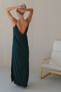 Silk Long Gown with Open Back-Nightgowns-Okiya Studio