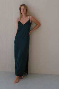 Silk Long Gown with Open Back-Nightgowns-Okiya Studio