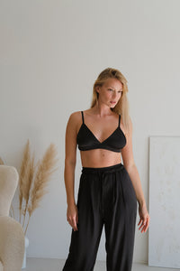 Silky 3-pieces pajama set - Pants, Bra-top, Shirt-Pajamas-Okiya Studio