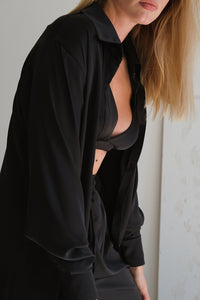 Silky 3-pieces pajama set - Pants, Bra-top, Shirt-Pajamas-Okiya Studio