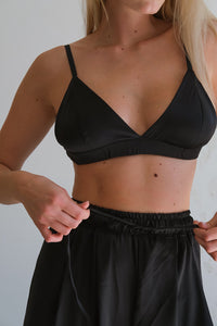 Silky 3-pieces pajama set - Pants, Bra-top, Shirt-Pajamas-Okiya Studio