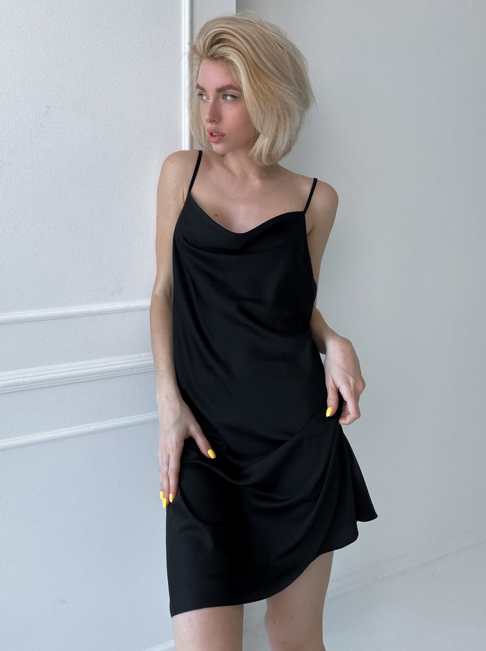 Silk Mini Nightgown - Slip Dress-Nightgowns-Okiya Studio
