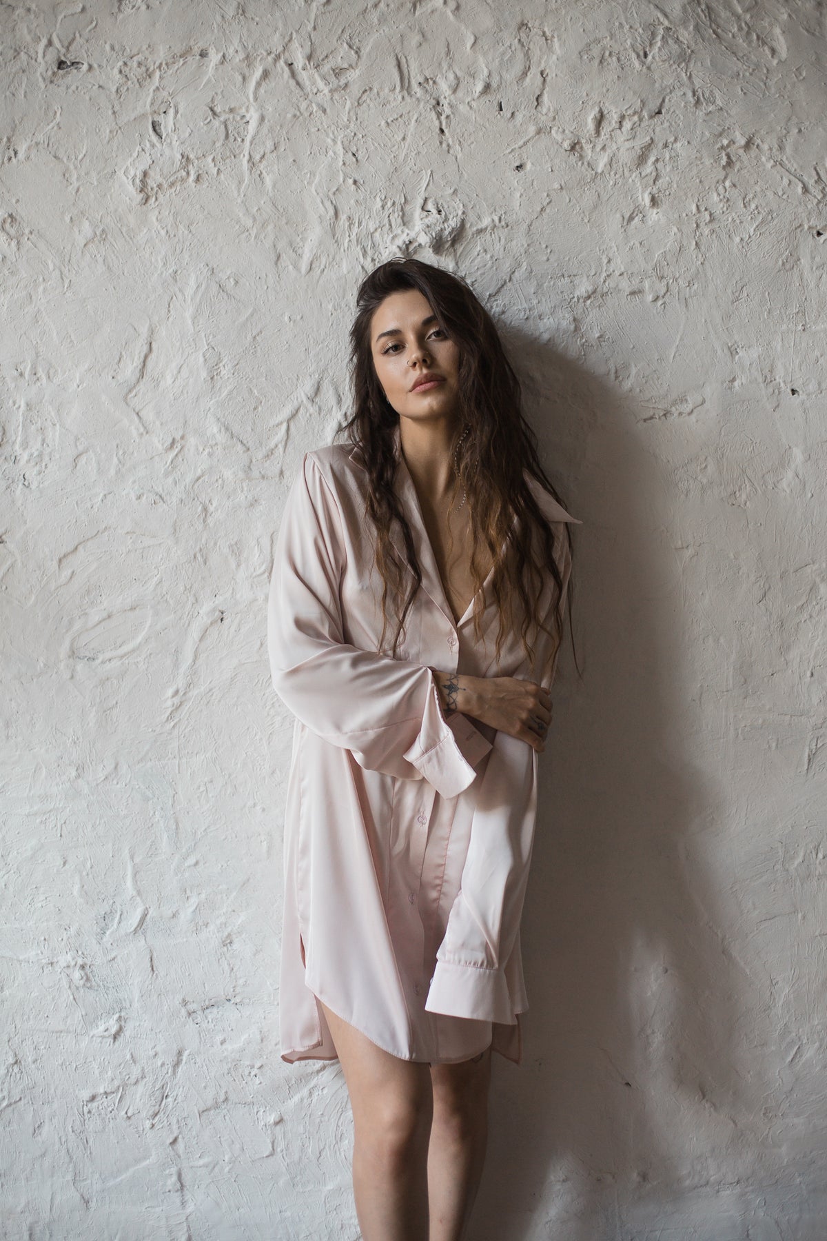 Silky Oversized Shirt-Nightgowns-Okiya Studio
